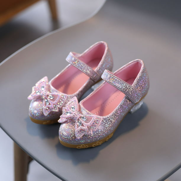 Toddler Infant Kids Baby Girl Solid Bling Bowknot Princess Sandals Casual Shoes 